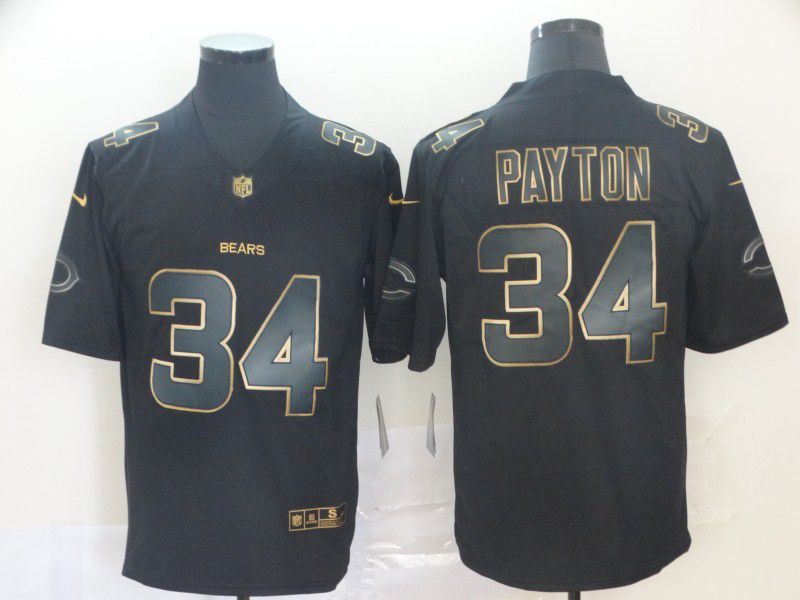 Men Chicago Bears 34 Payton Nike Vapor Limited Black Golden NFL Jerseys